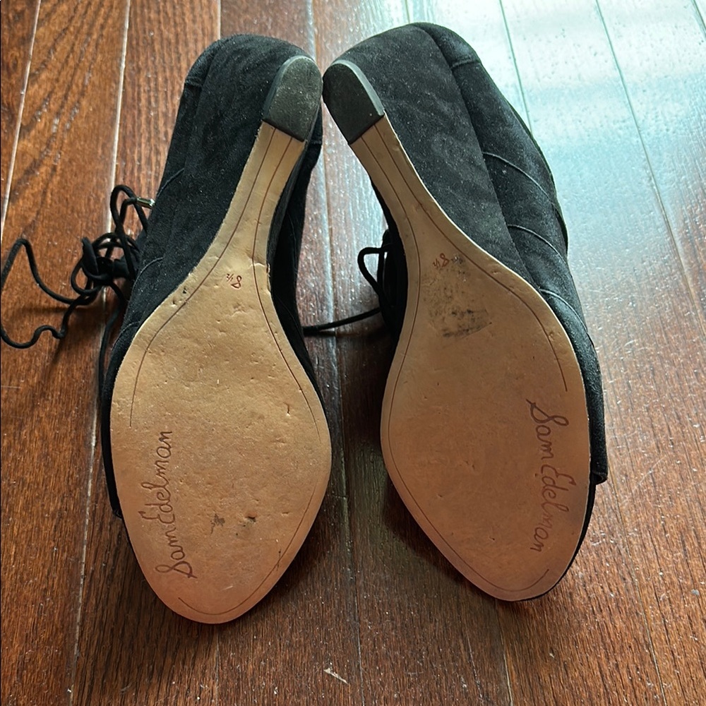 Sam Edelman Black Suede Wedge Ankle Boots - Picture 4 of 4